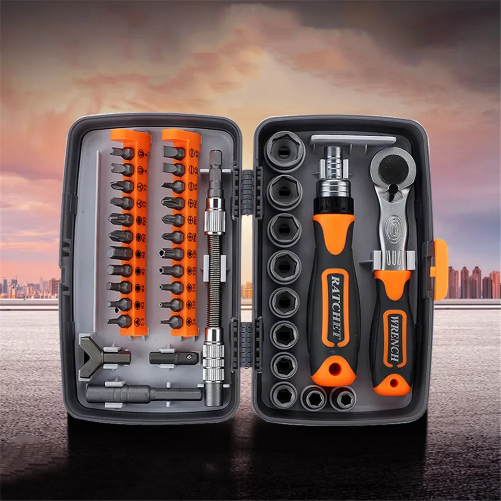 household ratchet handle wrench grupo combinacao car tool grupo manual toolbox chave de fenda torque socket 38 pcs 01