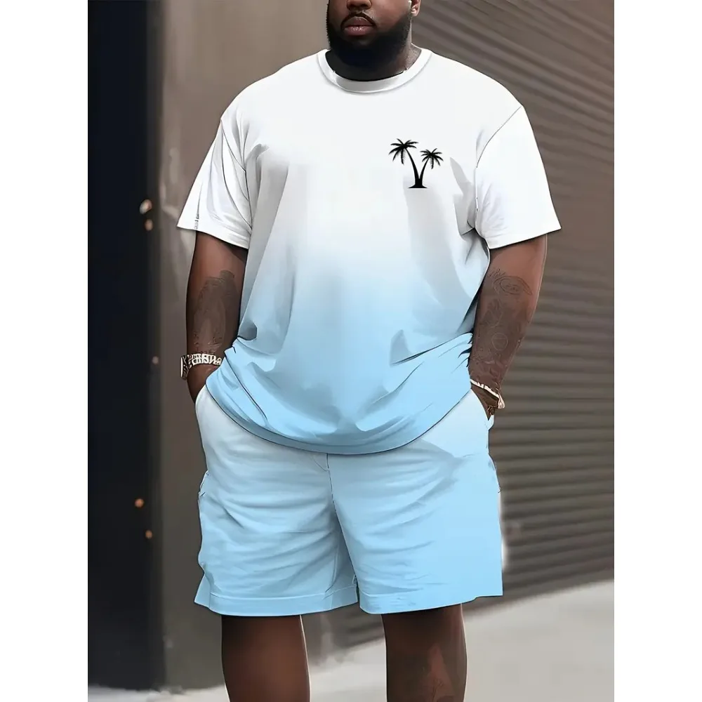 

Men's Short Sleeve T-shirts And Shorts Set Outdoor Street Short Sleeve Top Shorts Plus Size Casual Summer T Shirts 2-piece Set
