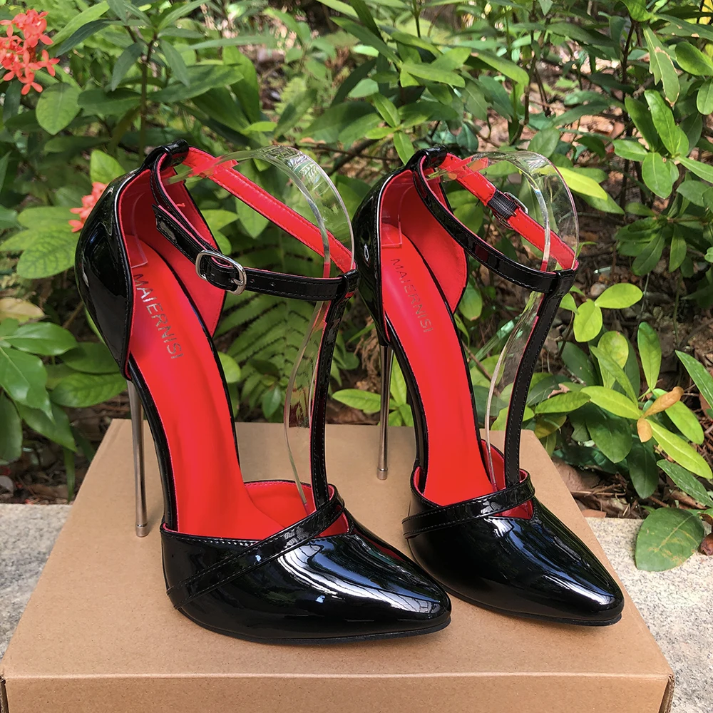 16cm Extreme High Heels Solid Black Sexy Red inside Women Stilettos Pumps Fetish SM Man Cross Dresser Unisex Shoes Customize