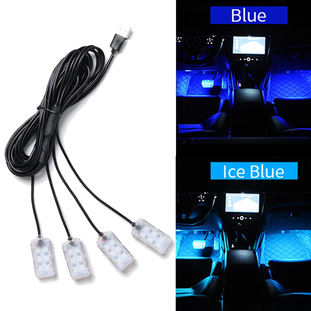 

Светодиодные ленты для салона автомобиля, комплект освещения для ног, аксессуары, подсветка, авто атмосфера, декоративные лампы, аксессуары