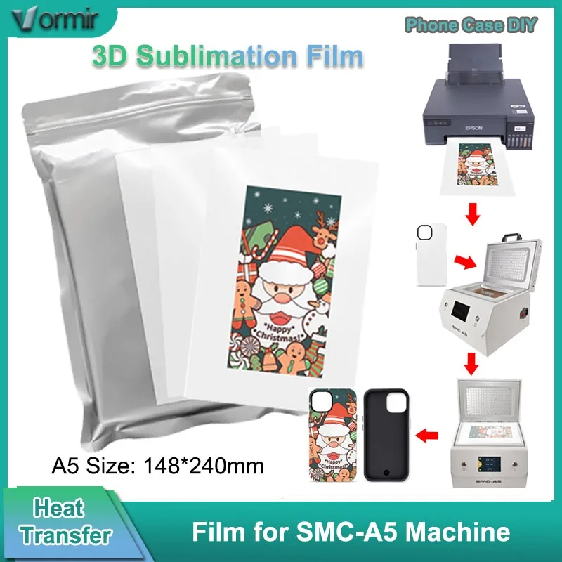 

VORMIR 50pcs Phone Case DIY Blank Film Heat Transfer Printing Film for SMC-A5 3D Sublimation Vacuum Machine Personalized Covers