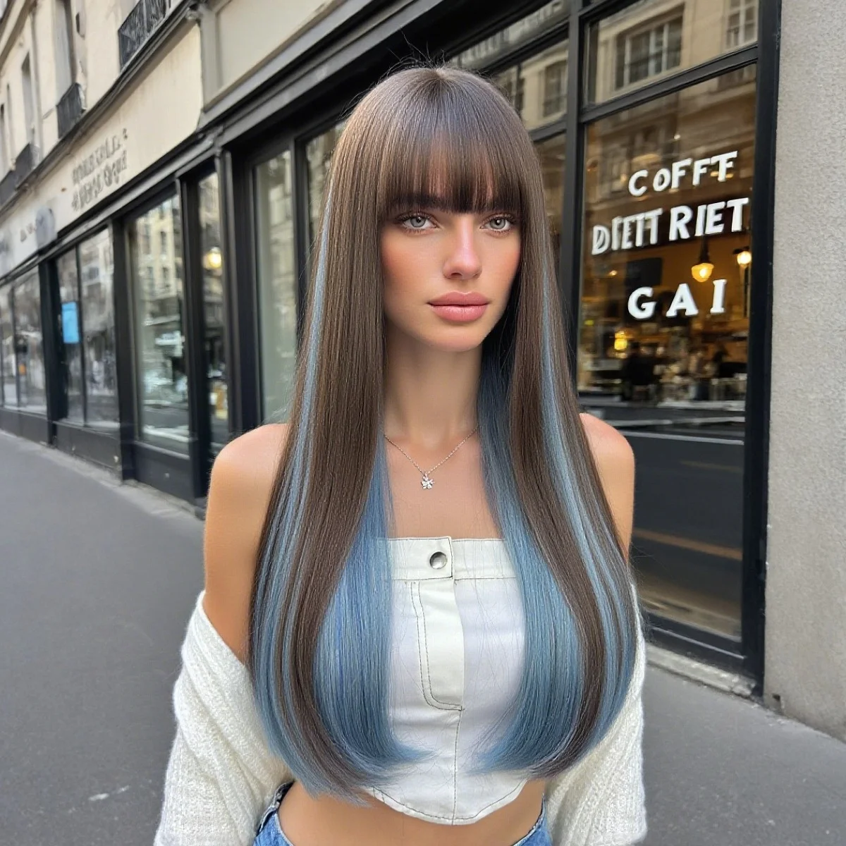 [Elegant Straight Wig] 24 Inch Women's High Density Synthetic Hair with Bangs Elegant Long Straight Multi-Color Wig | Matte Fini image 3