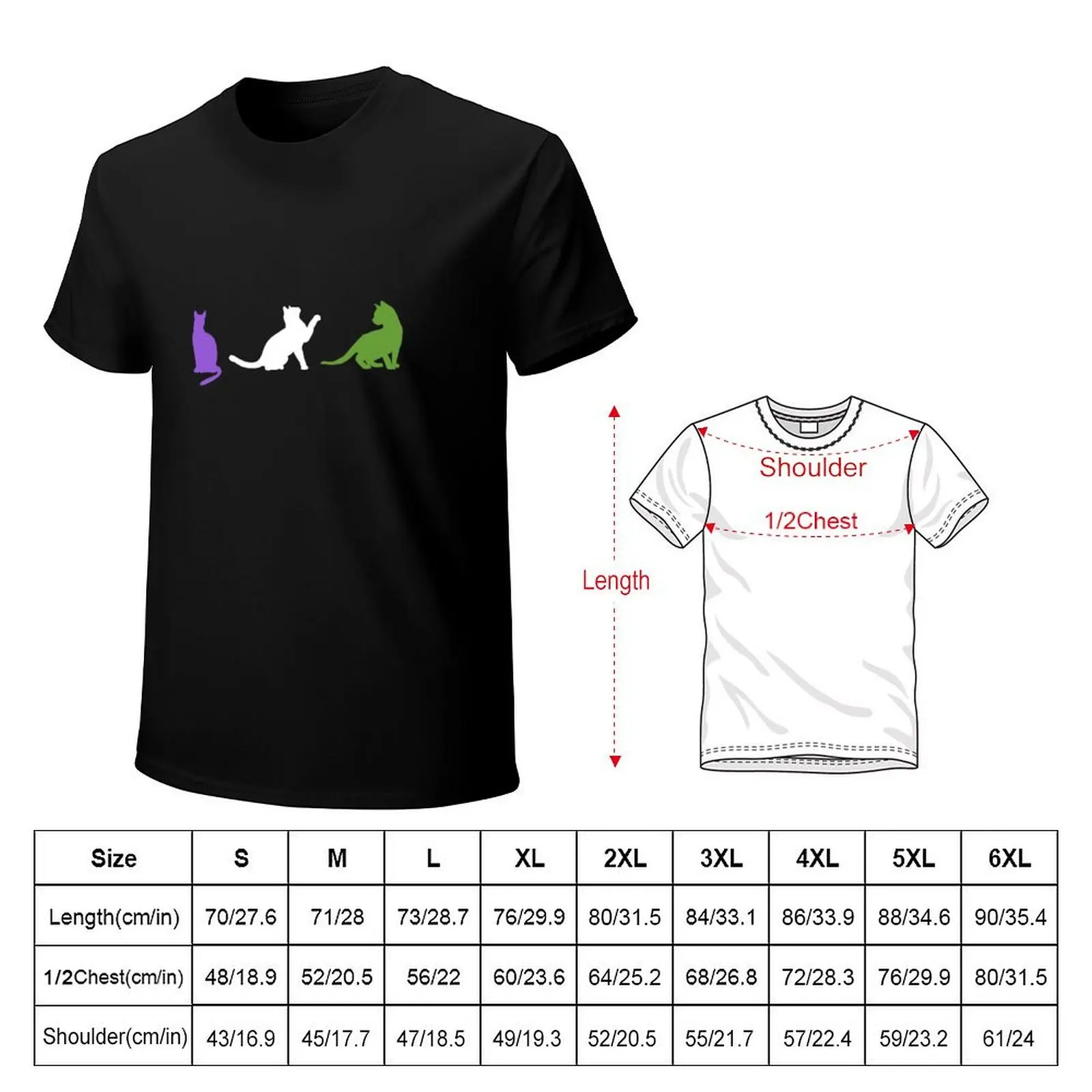 Gender Queer Cats. Genderqueer Pride T-Shirt Trendy Casual Short Sleeve Shirt