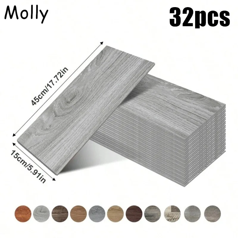 

Retro Wood Grain Solid Color PVC Floor Wall Sticker Self Adhesive Wall Sticker for Decorating Living Rooms Bedrooms Offices
