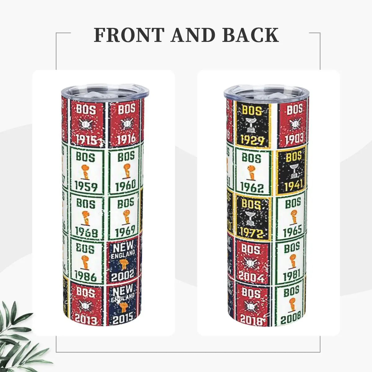 New England Boston Sports Championship Banner Titl Stainless Steel Tumbler Insulated Mugs Thermal Cold Cups Straw With Lid 20oz