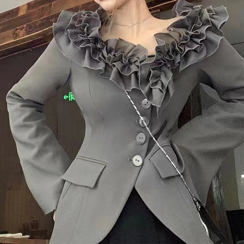 2023 início do outono novo terno feminino moda de duas peças casual collarless terno feminino colete blazer