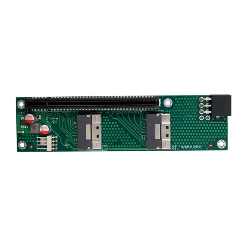 Efficientt-X16 Dual-Port Slimsas SFF-8654 Pcie 5.0 For Single GPU External Expansion Adapter Board DC-DC Step-Down Power Supply