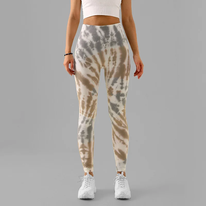 

Женские леггинсы для спортзала с принтом тай-дай, брюки с высокой талией, удобные спортивные эластичные брюки, осенняя бесшовная спортивная одежда с эффектом пуш-ап