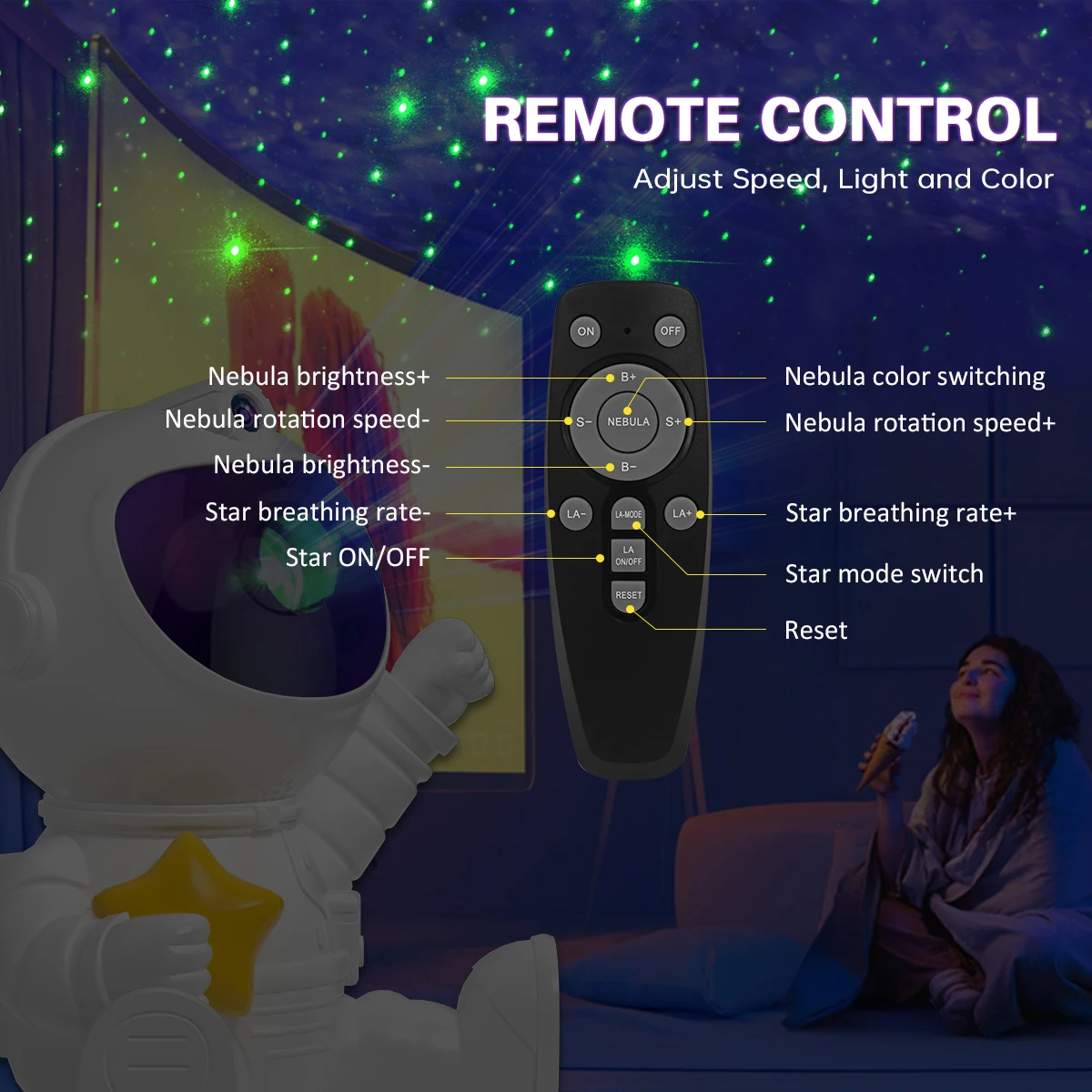 Astronaut Galaxy Projector Star Projector Galaxy Night Light with Remote Control Starry Nebula Space Buddy Projector for Bedroom