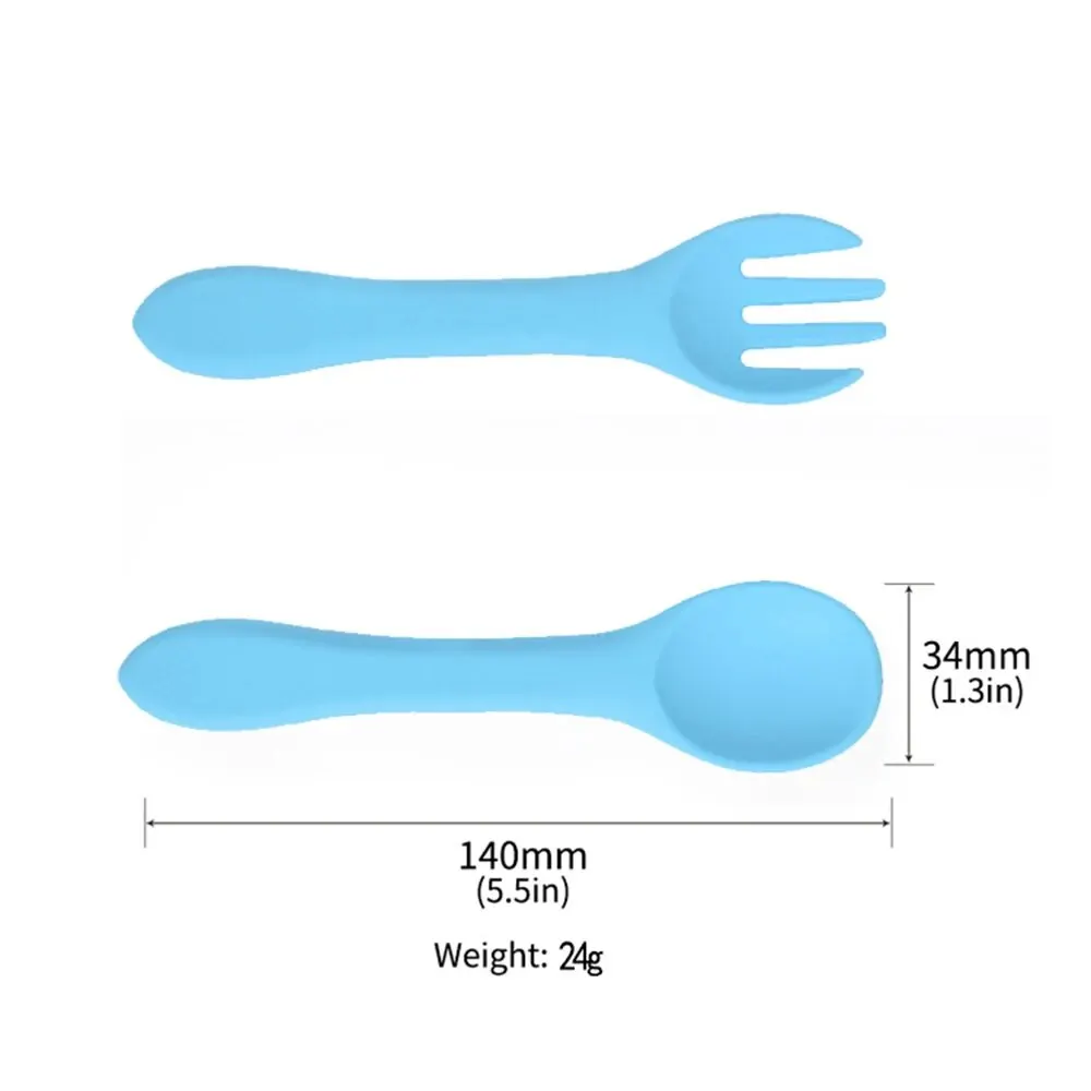 Food-grade Silicone Baby Products Baby Eating Spoon Training Water Spoon Children\'s Tableware Complementary Food Spoon Fork