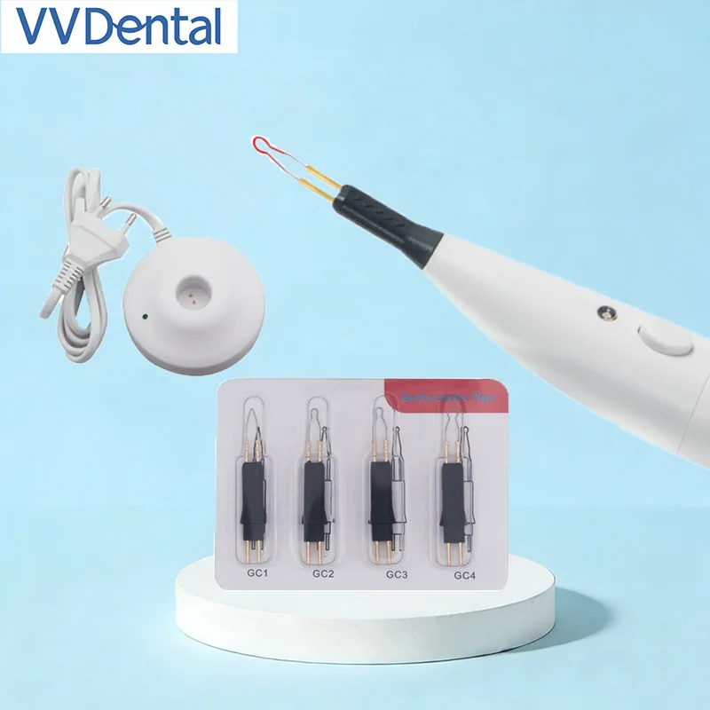 Rechargeable Dental Gutta Percha Cutter Electric Tooth Gum Cutting Tool for Root Canal Treatment with 4 Tips & Charging Dock