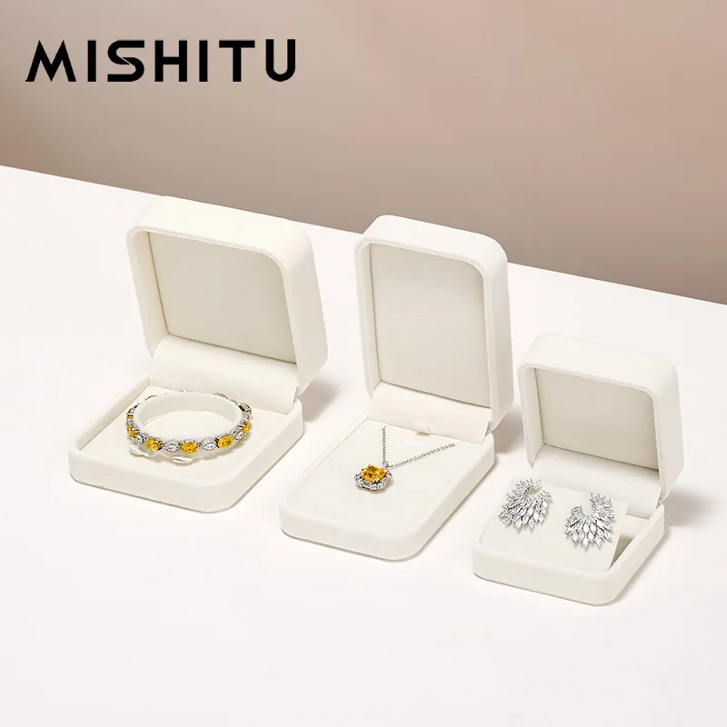 MISHITU Fashion Velvet Jewelry Box Classical Ring Bearer Case Jewelry Gift Box for Engagement Proposal Wedding Box Storage Case