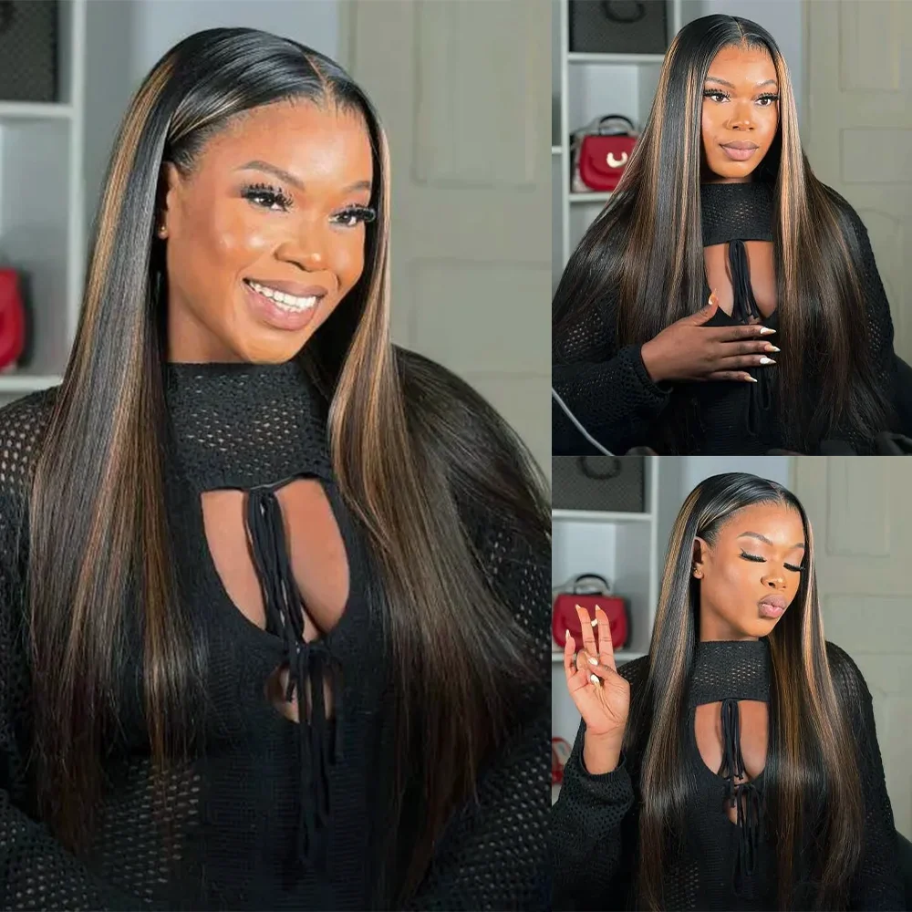 

46 Inch FB30 Straight Human Hair Wig Straight 13x6 Lace Frontal Human Hair Wig FB30 Colored PrePlucked Wig 200 Density For Women