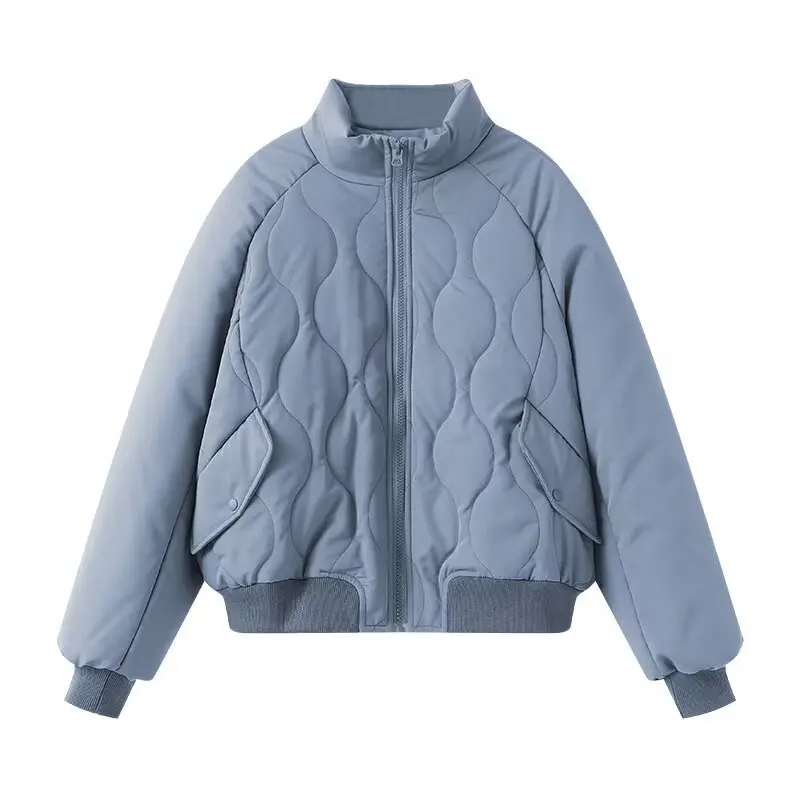 

Cotton Padded Parka Loose Stand Collar Down Jacket Autumn Winter New Women Fashion Bomber Jacket Coat Female Outerwear Jacket