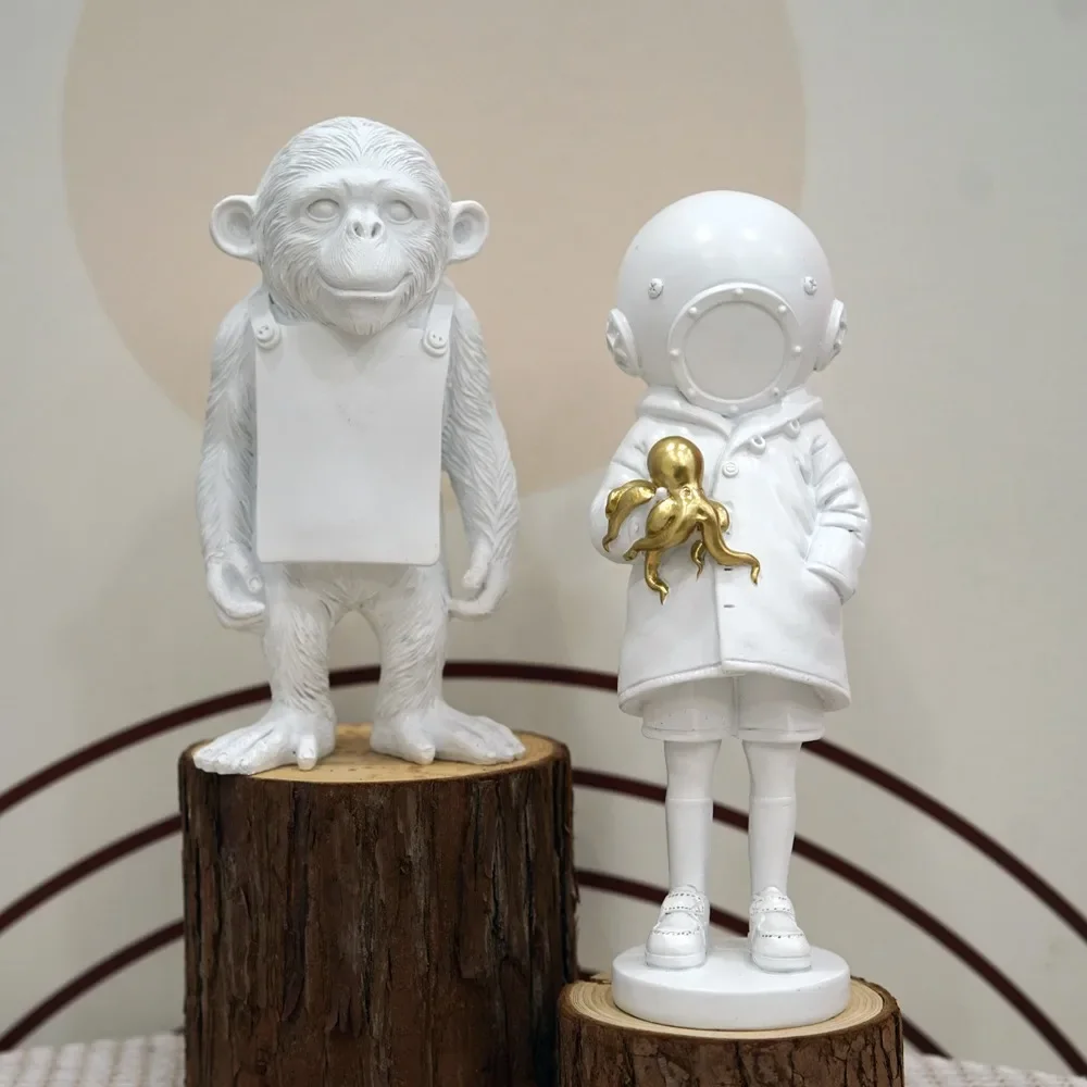 Dropshopping Banksy Sculpture Collection Flower Thrower Statue Pop Art Modern Balloon Girl Figurine Office Home Decoration