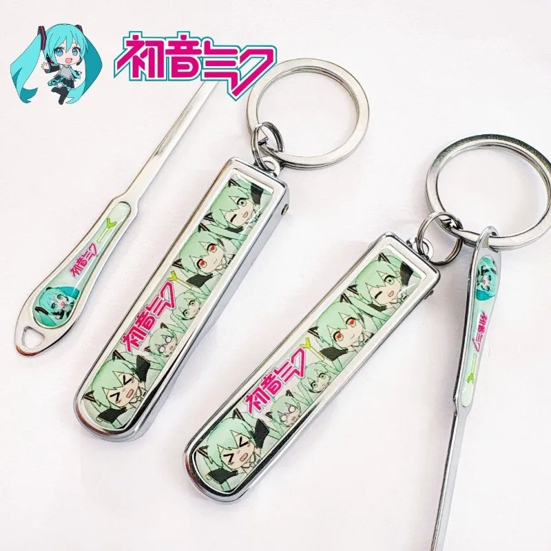 

Hatsune Miku Kawaii Anime Creative Ear Digging Set Cute Cartoon Portable Folding Nail Clipper Nail File Keychain Holiday Gift