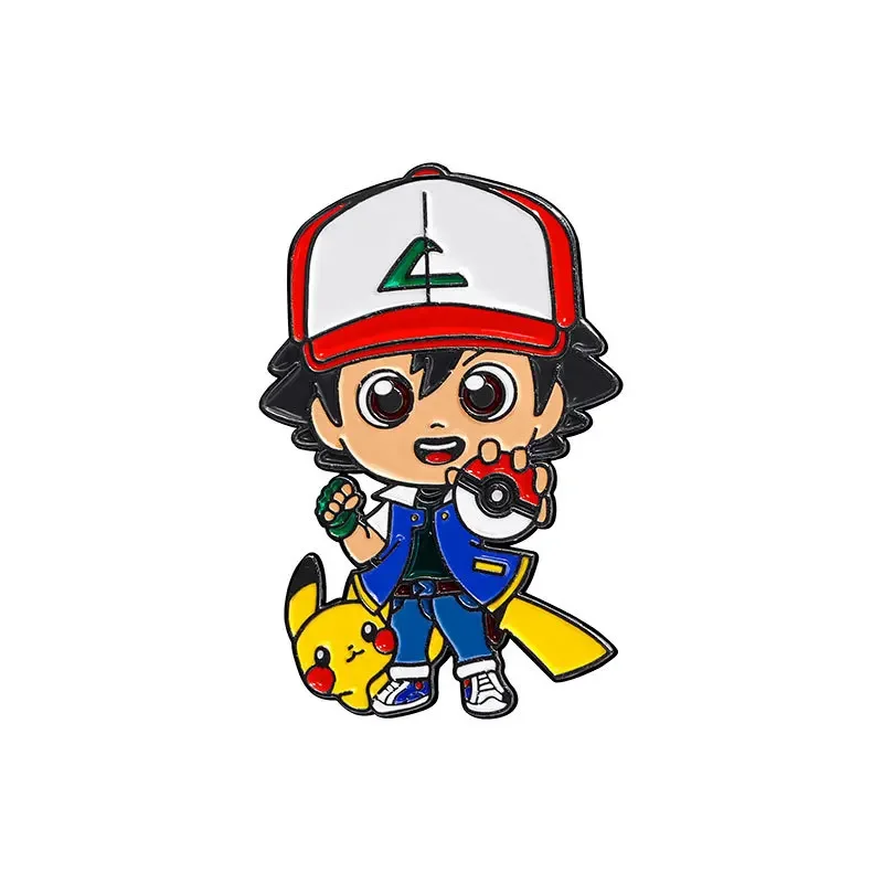 Ash Ketchum Pikachu Cute Brooch Anime Pokemon Enamel Pins Accessories for Clothes Backpack Decoration Children Jewelry Gifts