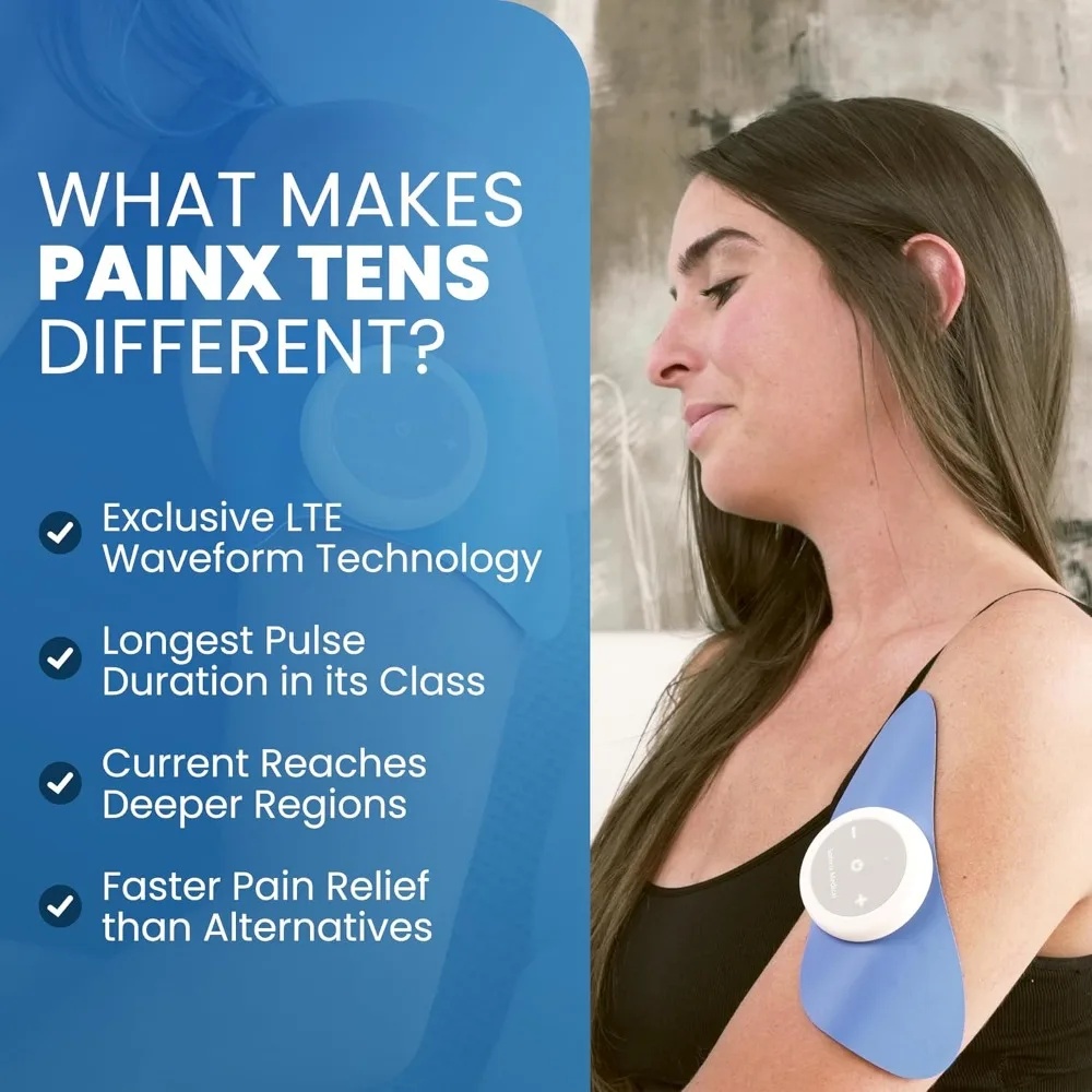 

PainX TENS Wireless Tens Unit Muscle Stimulator with EMS - FSA Tens Unit for Back Pain, Knee, Neck and Face