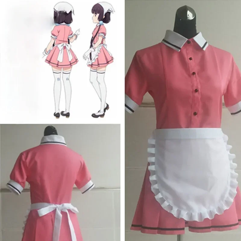 خادمة مقهى المهنية خادمة الزي اليابان فيلم الممثلة فستان لطيف حتى زي قصيرة الأكمام الركبة تنورة تأثيري الملابس