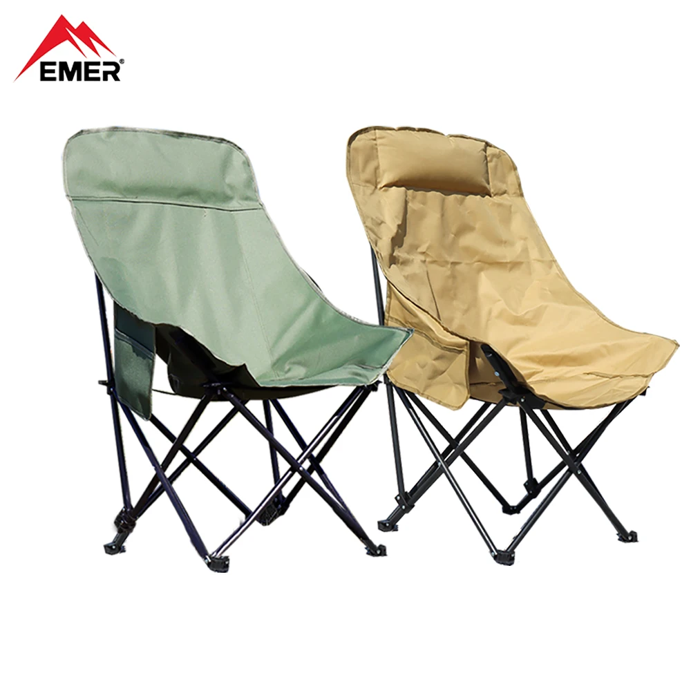 

EMER Outdoor Folding Chair Picnic Camping Moon Chair Portable Car Fishing Chair Lightweight High Load Bearing Chair with Handbag