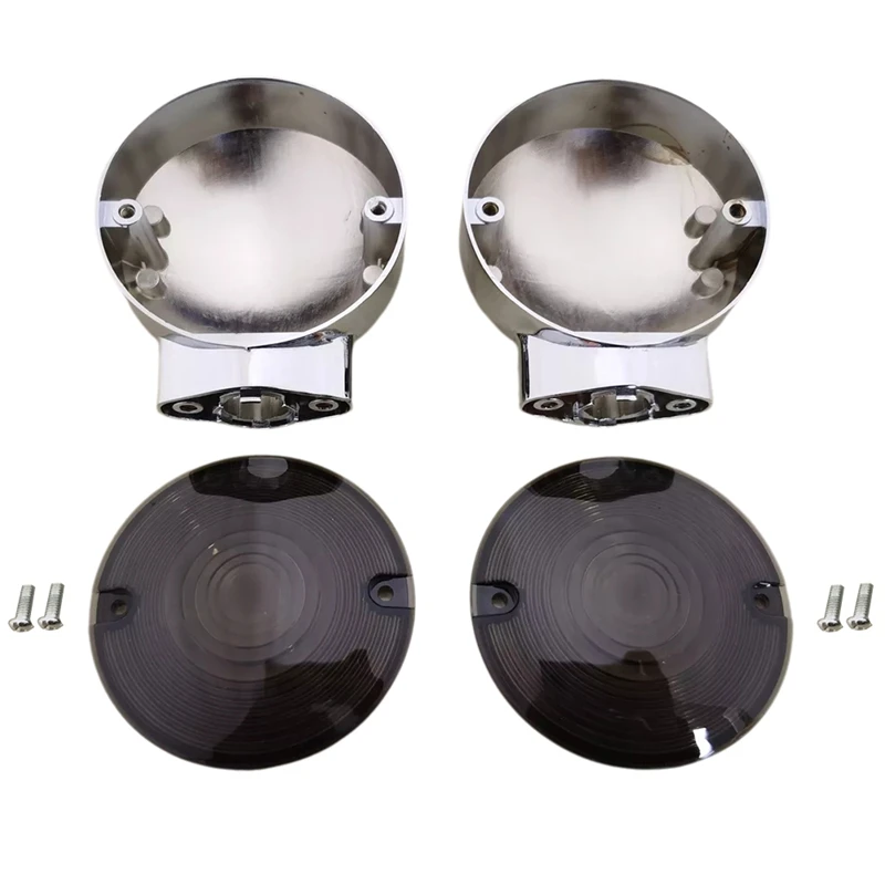 Chrome Turn Signal Housing W/ Smoke Lens Covers For  Touring Electra Glide