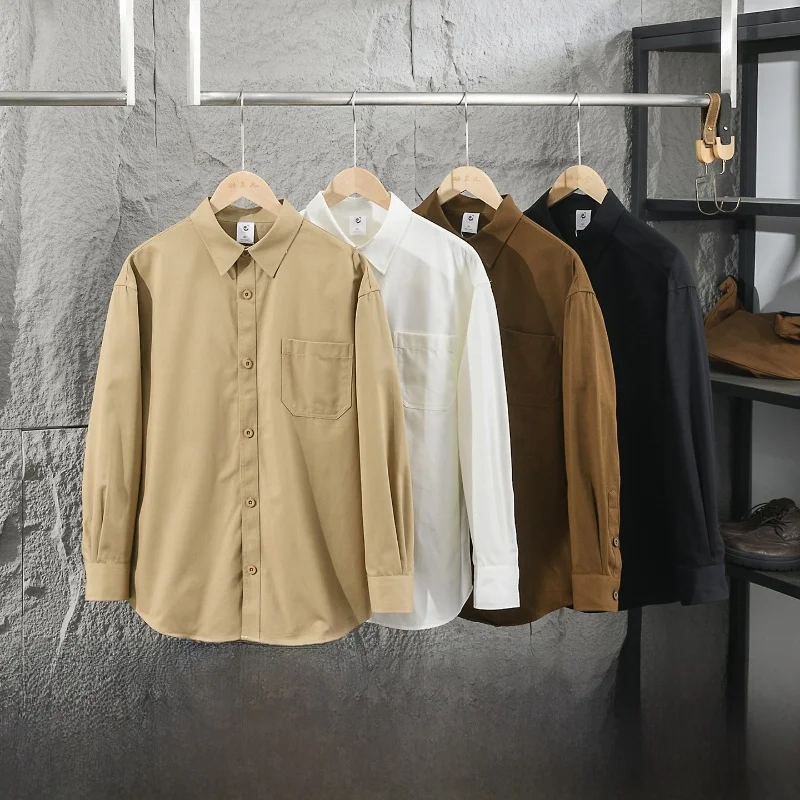 

Men's Casual Loose Long Sleeve Shirt Smooth Anti-Wrinkle Spring Summer Fashionable Color Top Comfortable Breathable