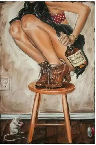 HENNESSY ART METAL SIGN BAR SIGN SEXY WOMAN SHOWING SEXY LEGS AND MOUSE  DECOR 1pc 1pc