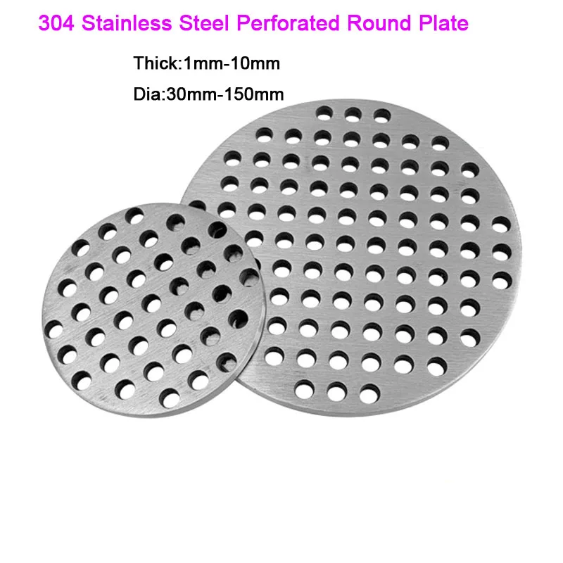 1 Stück dick 1–8 mm Durchmesser 30–150 mm 304 Edelstahl perforierte runde Platte Wasserfilter-Bildschirmplatte Metall-Bodenablauf-Abdeckblech