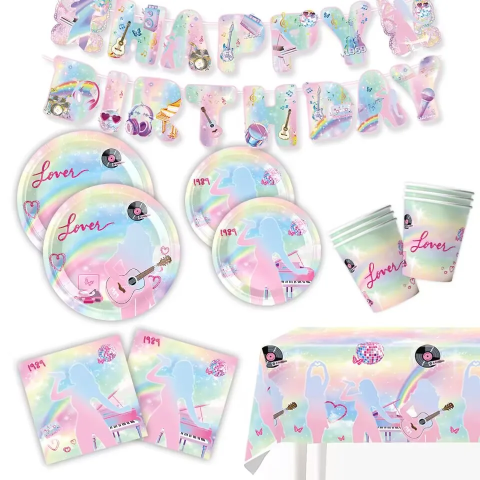 Nova estrela cantora taylor festa de aniversário decoração descartável utensílios de mesa copo prato guardanapos chá de bebê menina swift fontes de festa