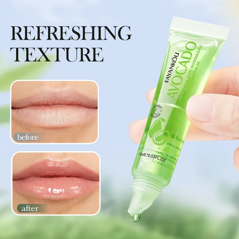 SADOER Avocado Lip Oil Hydrating Lip Gloss Plumper Moisturizing Lip Care for Dry Cracked Lips Natural Shine Non Sticky Lip Balm