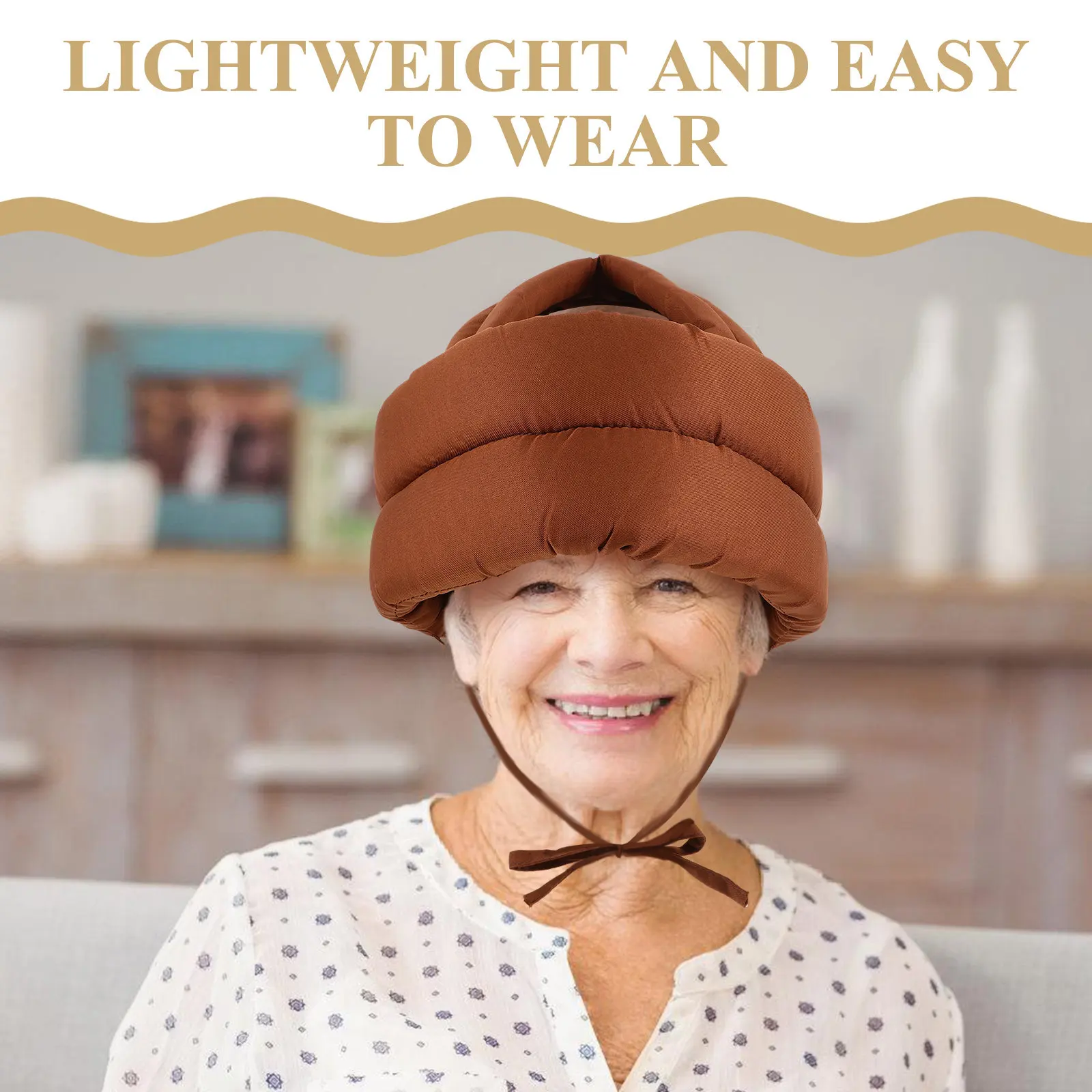 Elderly Protective Hat Anti-Fall Safety Adjustable Strap Breathable Top Soft Sponge Cotton Padding Head Injury Prevention