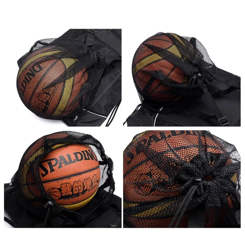 Waterproof Drawstring Gym Backpack Detachable Basketball Pocket Polyester Sports Sack Multi Pocket Travel Bag Men Women Training