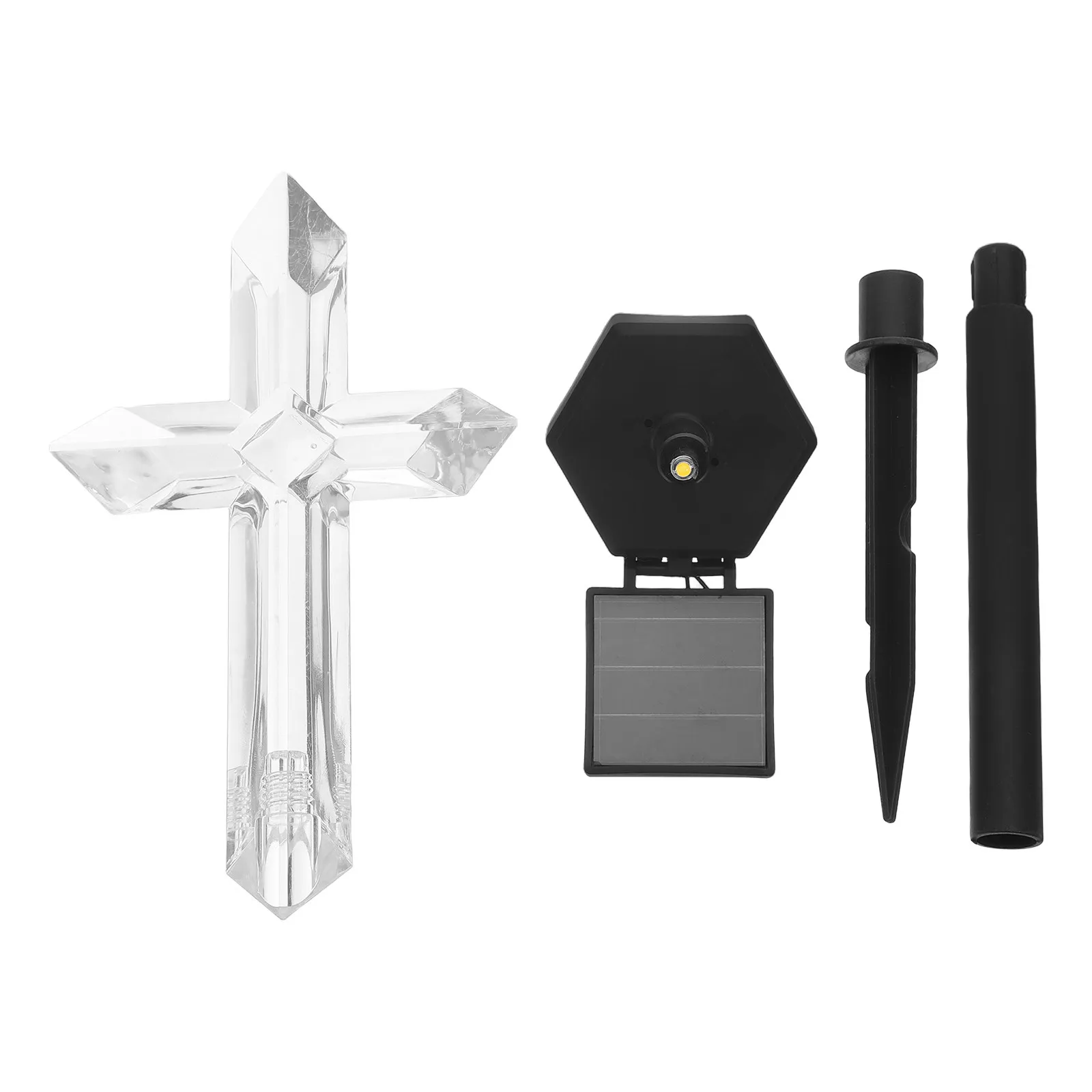 Cross Pathway Light Stake Cemetery Lamp for Grave Decorations Lights Solar Garden