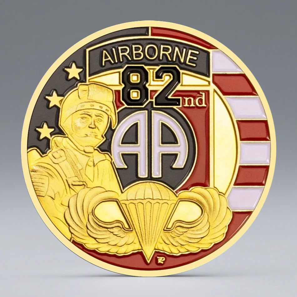 USA 82nd Airborne Division Challenge Coin United States Army Golden Plated Commemorative Coin Home Decorations