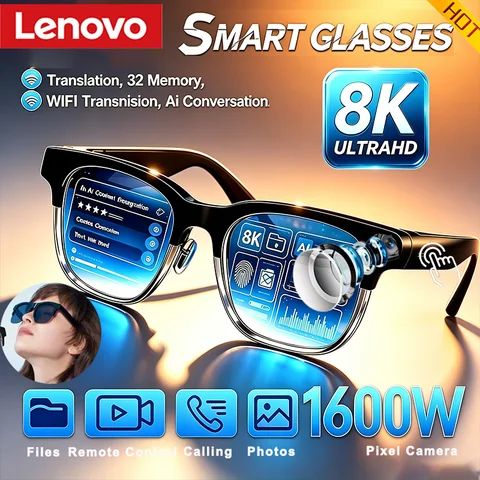 Lenovo electronic AI Smart Glasses Wireless Bluetooth Remote Control…