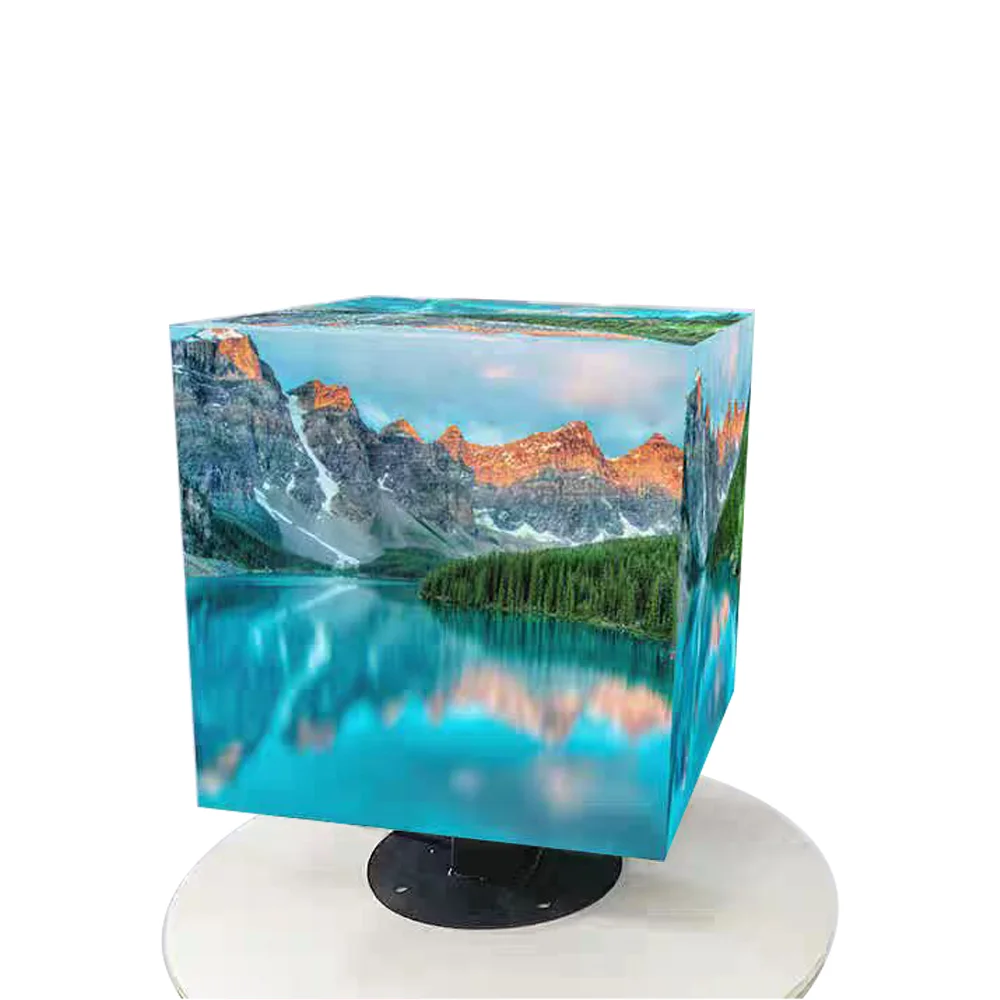 5-Sided Full Color Outdoor LED Cubic Display Screen IP65 for Commercial Advertising 3D Video Logo Magic Cube Elevator