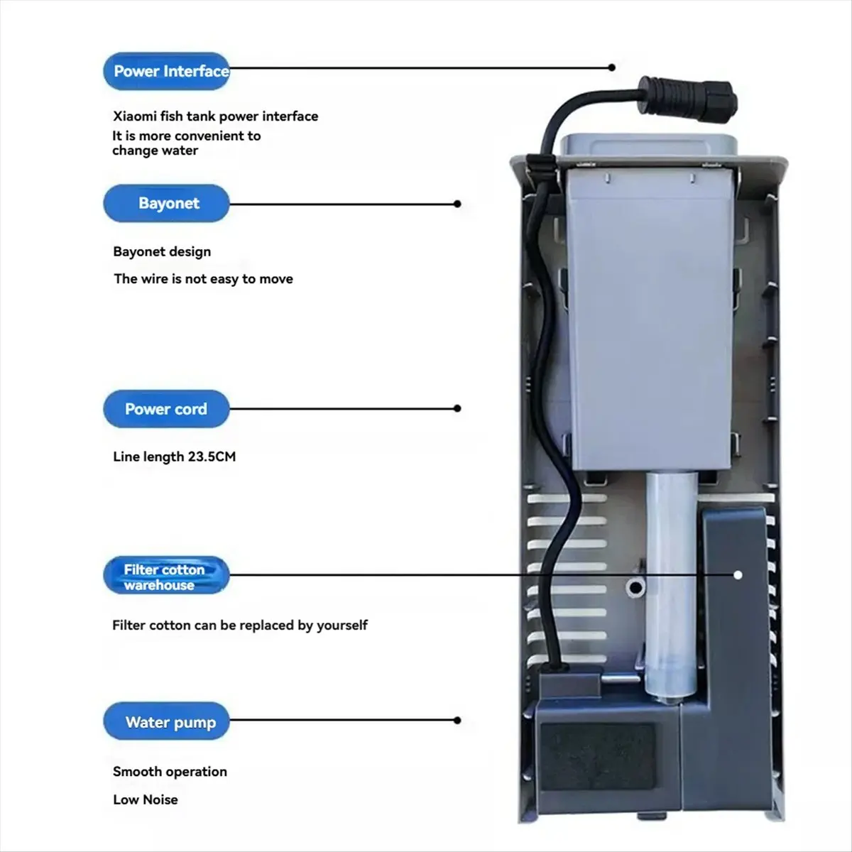 2026 جديد + لمضخة مياه خزان الأسماك الذكية، موديل M100، سهل التركيب، تصريف بنقرة واحدة، تشغيل منخفض الضوضاء