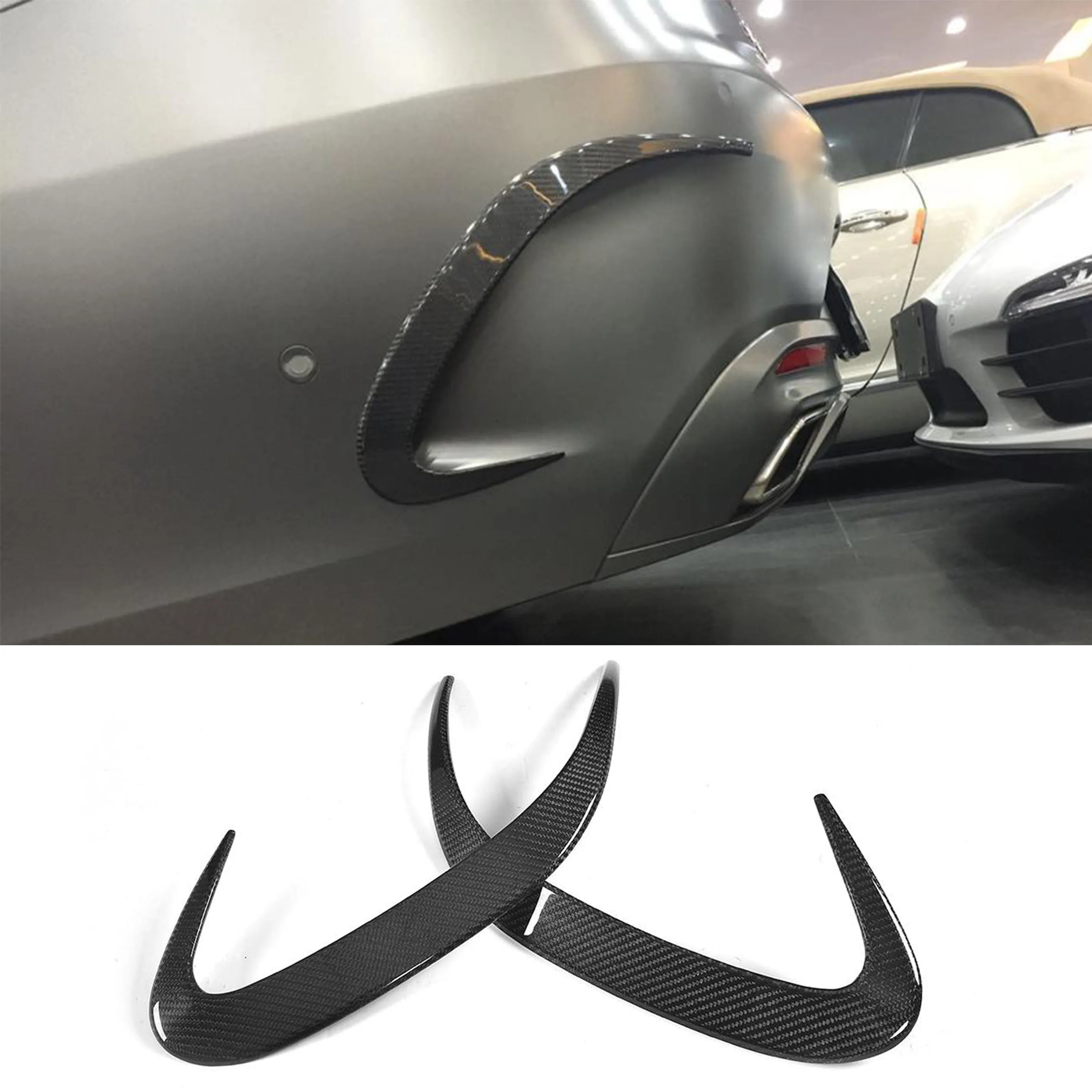 Carbon Car Rear Bumper Vent Scoop Fins Trim For Mercede Benz S Class C217 S63 S65 AMG Coupe 2D 14-18 Not Cabriolet Rear Blades