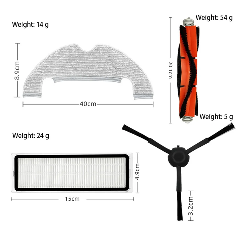 Peças de aspirador para Dreame Bot, L10 Plus, Z10 Pro, D10 PLUS, Escova Principal, Escova Lateral, Filtro HEPA, Mop Pano, Saco De Pó