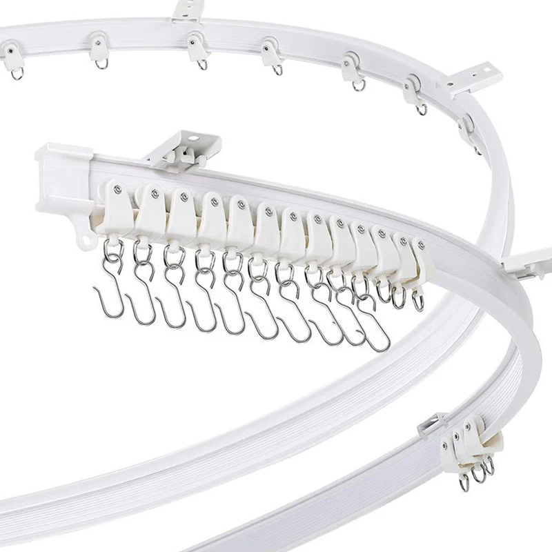 1-5m Flexible Curtain Track Ceiling Mount Silent Bendable Curtain Installation Guide Rail Door Screen Rail With Hook Accessories