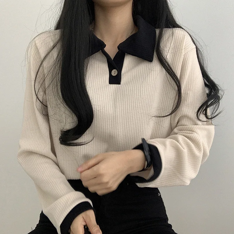 Yasuk Spring Summer Autumn Women\'s Casual T-Shirts Female Pullover Loose Tees Top Fake Two Piece Suit Preppy Style Gentle