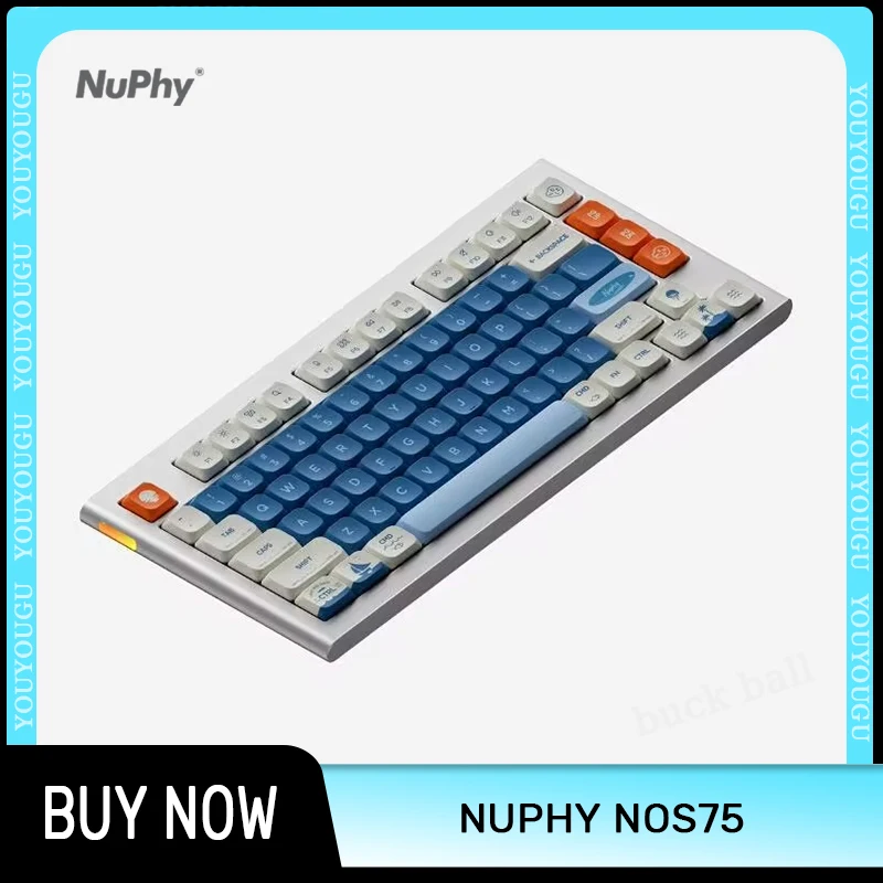 Nuphy Nos75 Mechanical Keyboard Aluminium Alloy Low Profile Keyboard Nsa Keycaps Customized Wired Via/Qmk Pc Accessory Keyboard