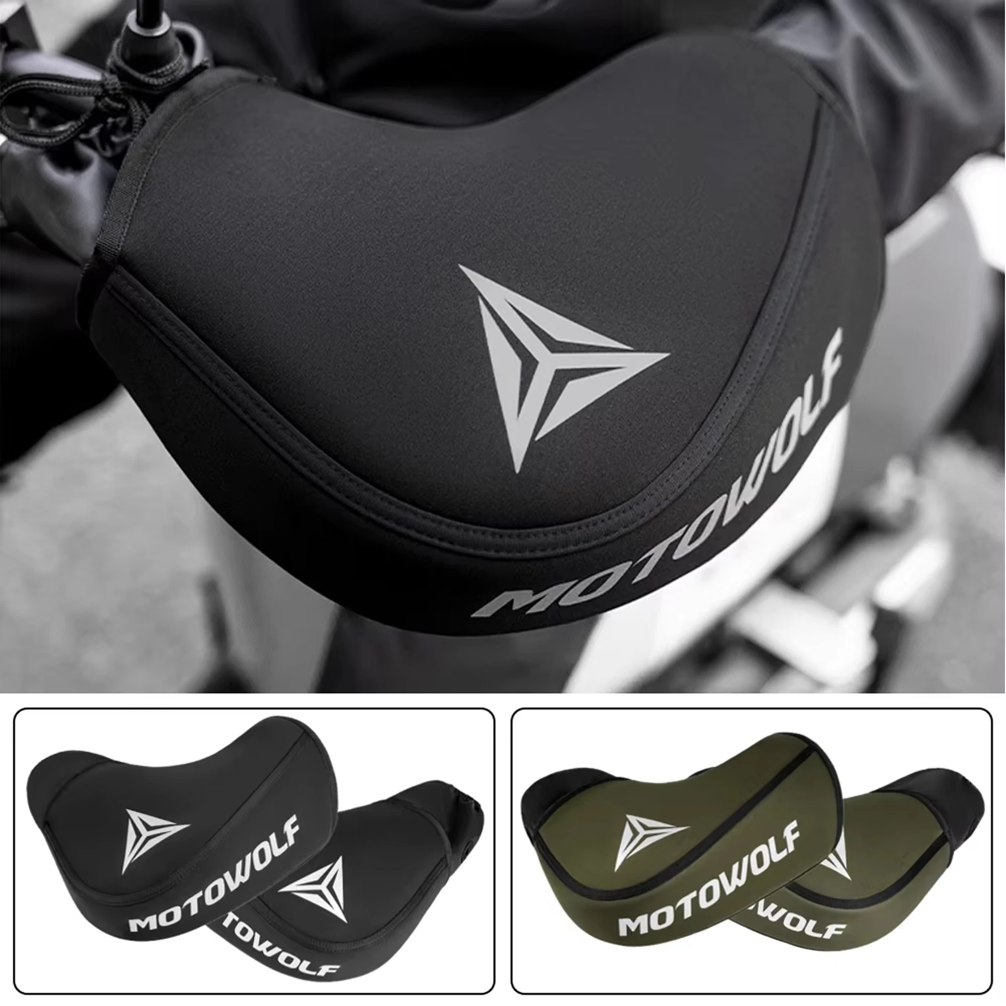 1 Pair Motorcycle Handlebar Cover Winter Thermal Gloves Waterproof Handmuffs Windproof Warm Handle Thickened Reflective Strips
