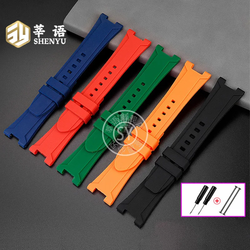 Shenyu-Pulseira de relógio entalhado para série CASIO PROTREK PRG-240/T PRG-130Y, pulseira de silicone impermeável e impermeável