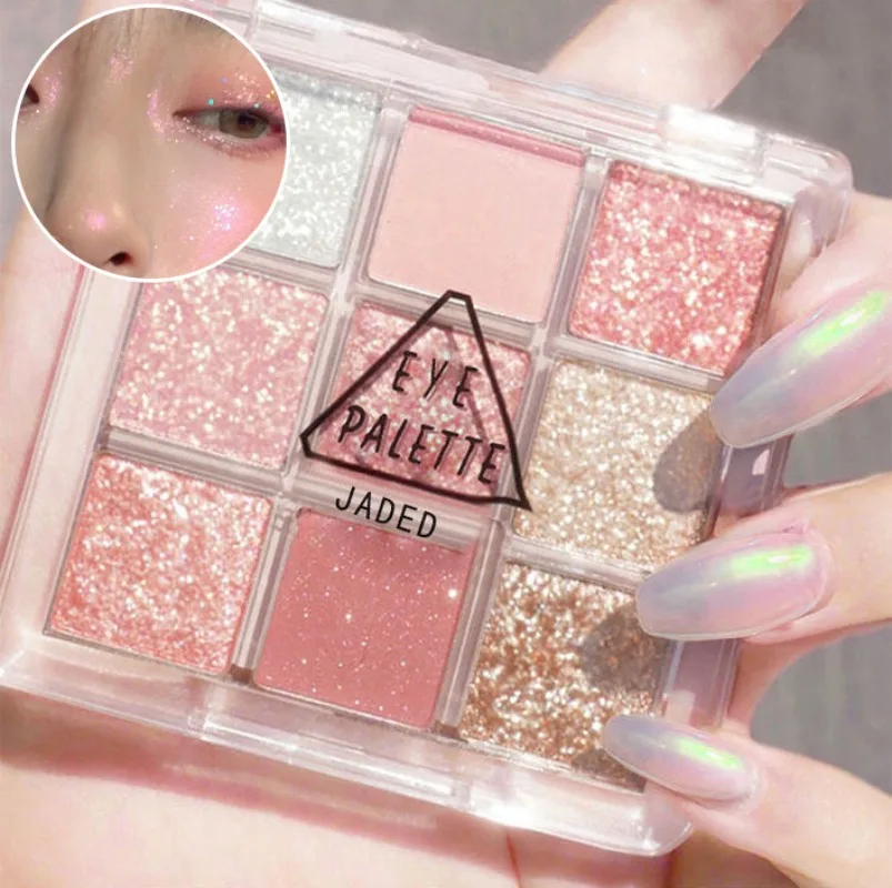 Pearlescent Fine Glitter Eyeshadow Palette Highlighter Dazzling Pink Pearly Eye Shadow Long Lasting Korean Charming Eyes Makeup