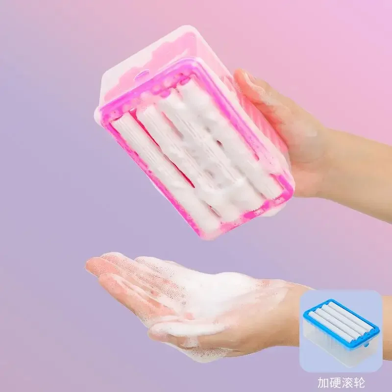 New Hand Free Scrubbing Soap Box Multifunctional Bubble Box Household Automatic Soap Drain Roller Laundry Soap Drainage Type