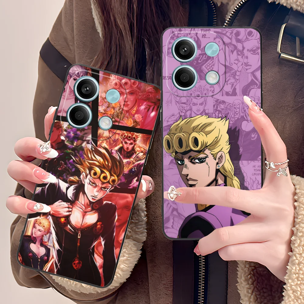 JOJO Giorno Giovanna Phone Case for Xiaomi POCO M6 M5 M4 M3 X7 X6 X5 X4 X3 F6 F5 F4 Pro GT 5G Black Cellphones Smartphone Cover