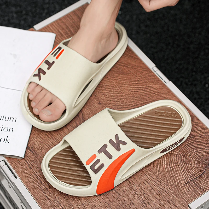 New Men's Sandal Mop Home Trendy One Word Mop Korean Slippers Men's Summer Outer Wear Anti-slip Stomping Shit Feeling Super Soft