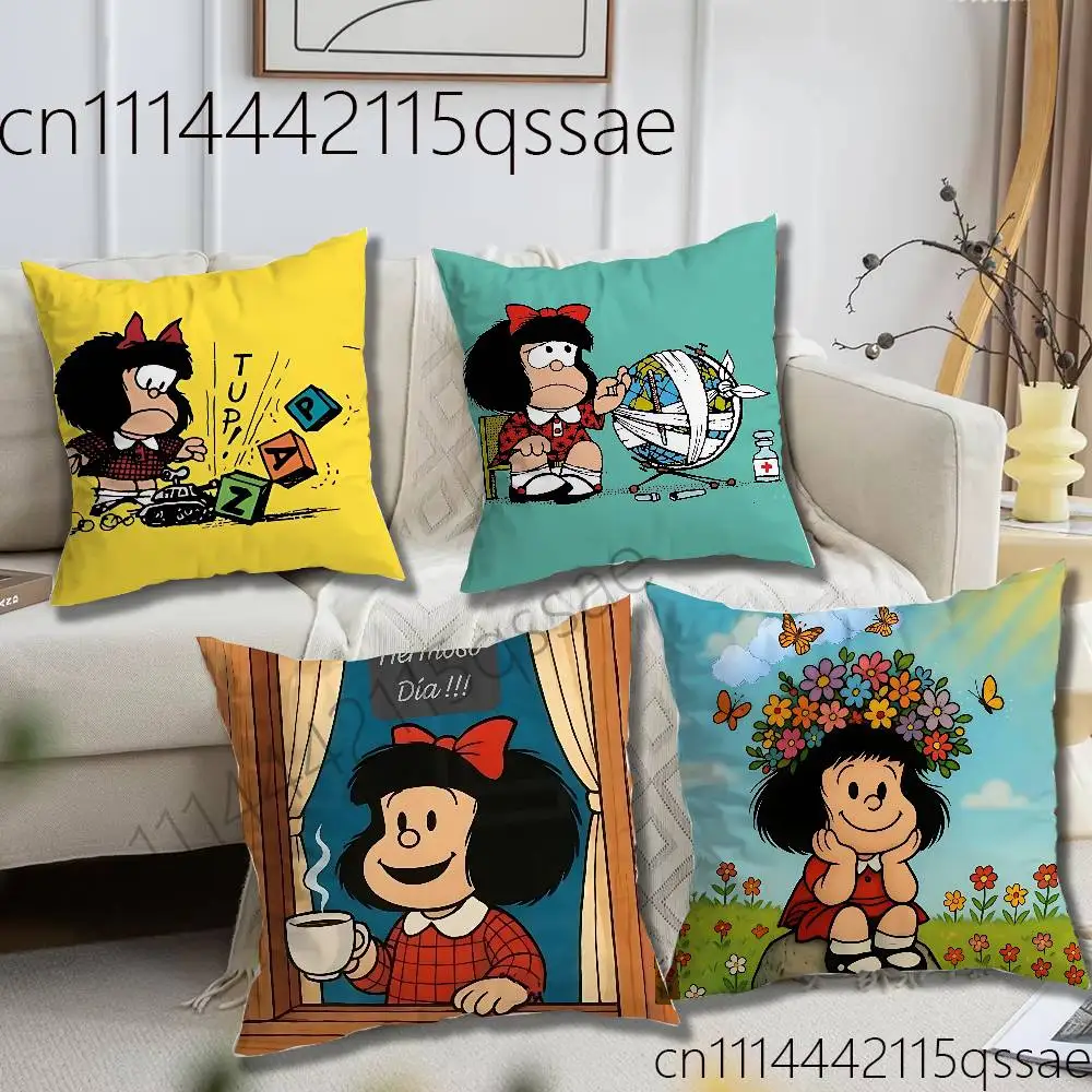 Cute M-Mafaldas Pillow case Printed Polyester Throw Pillow Cover Decorative Sofa Cushion Pillowslip Home Decor