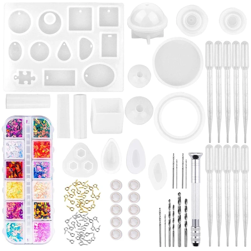 Resin Molds, 149 Pieces Silicone Resin Casting Molds and Tools Kit for Jewelry Resin Craft Making